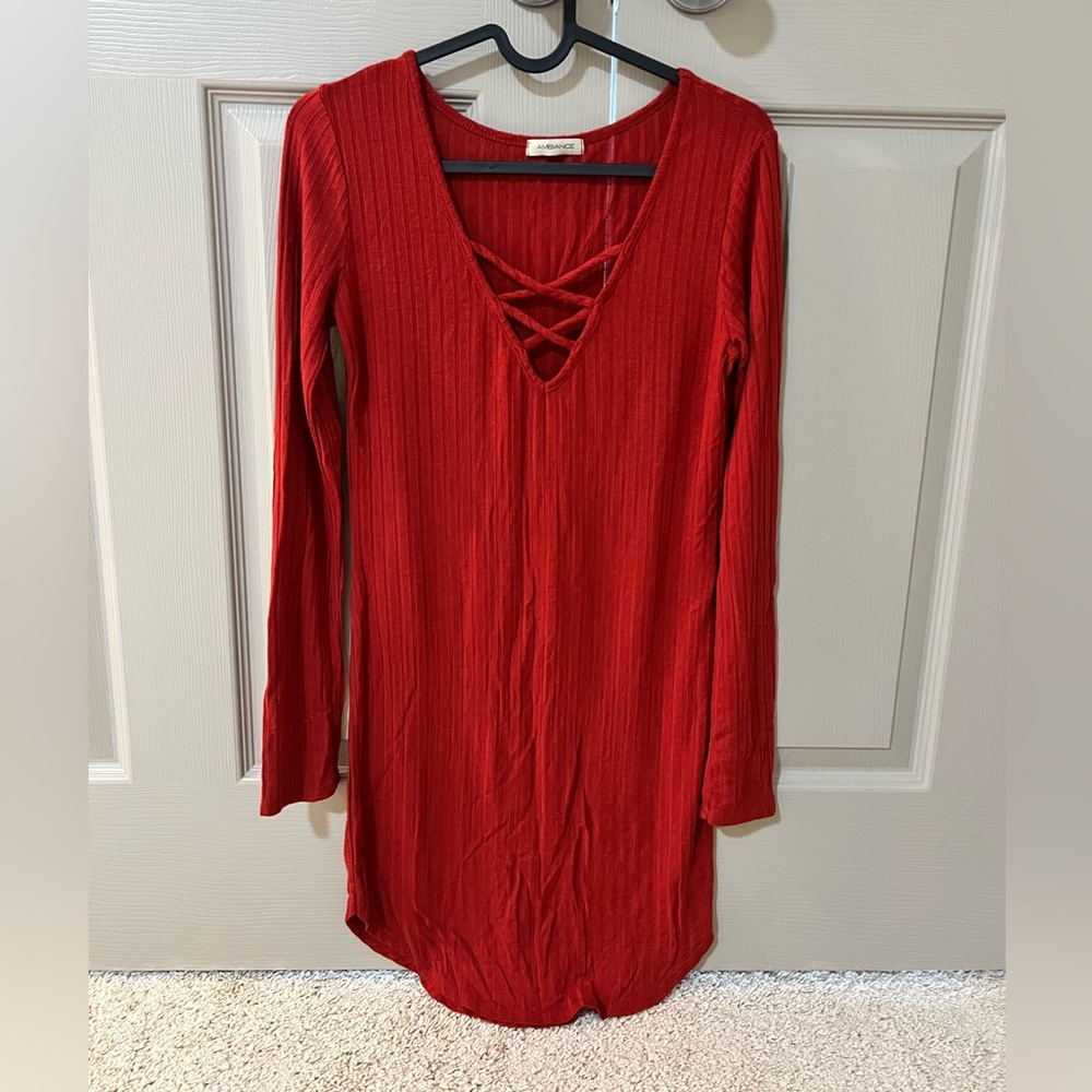 Ambiance maroon red dress size S